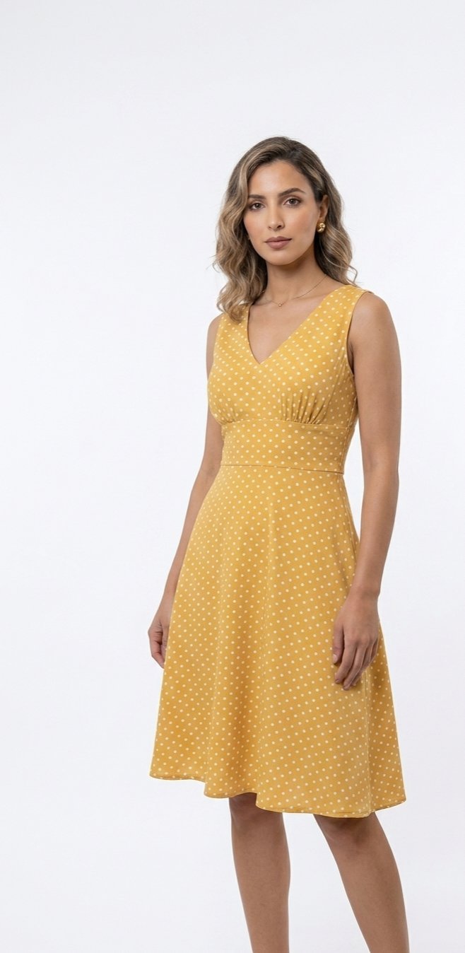  Robe Jaune à Pois - mi ami - Taille M