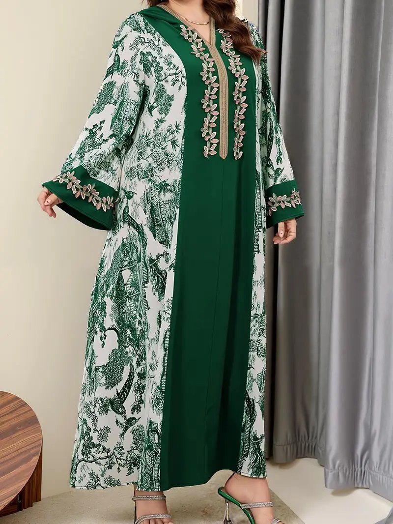 Abaya Chic Verte et Blanche (Taille 3XL - Neuve)