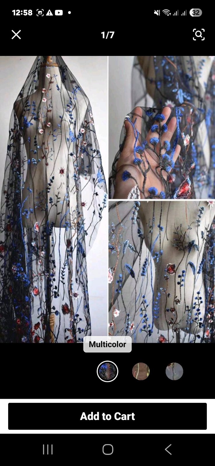 Grand Coupon Tulle Brodé Haut de Gamme (5m x 1m70)