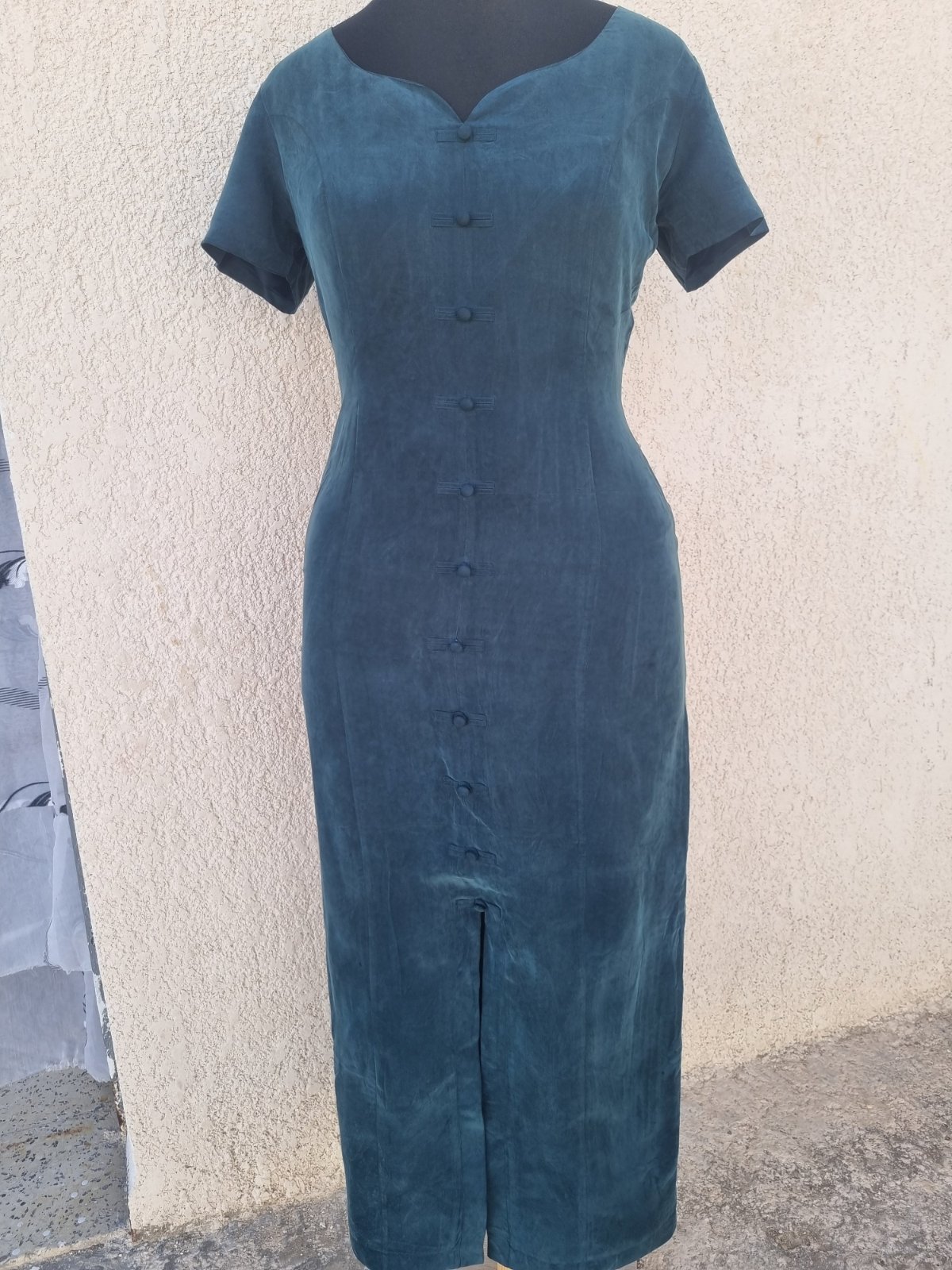 Robe Midi Élégante en 100% Soie Vert Canard MONSOON (Taille 14)