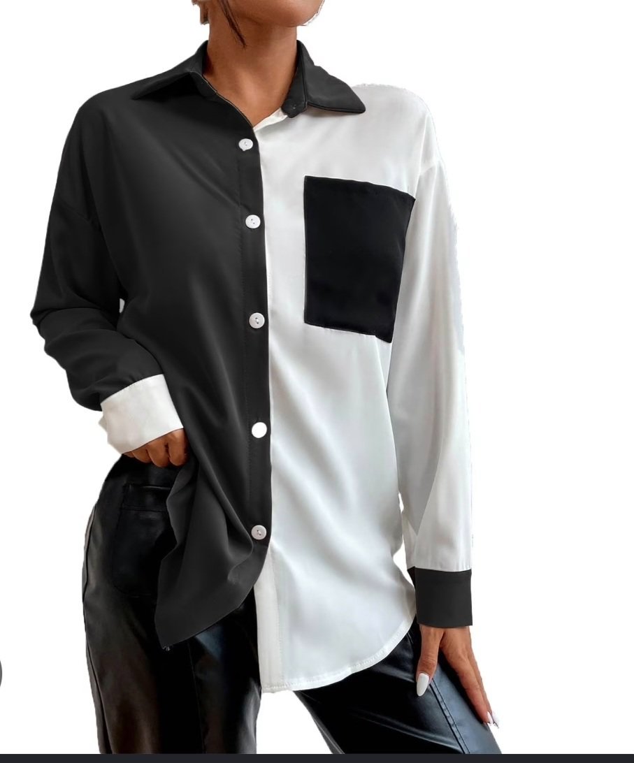 Chemise bicolore noir et blanc