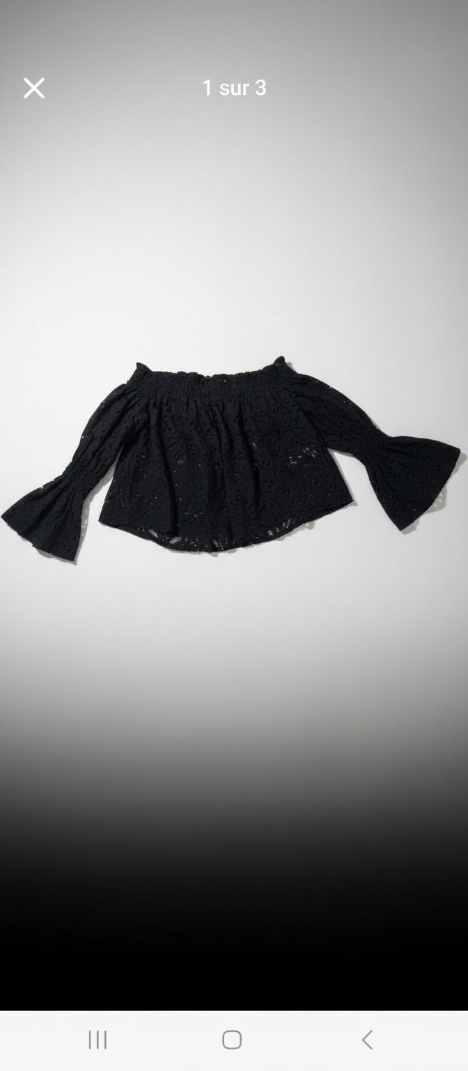 Pull noir pour femme en dentelles Zara