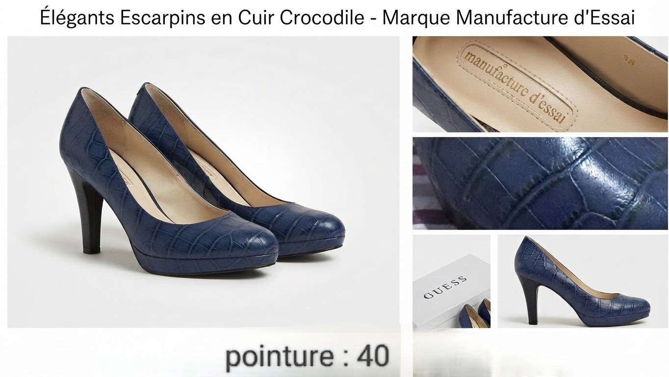 Escarpins en Cuir Crocodile Manufacture d'Essai (Italie) – Pointure 40 