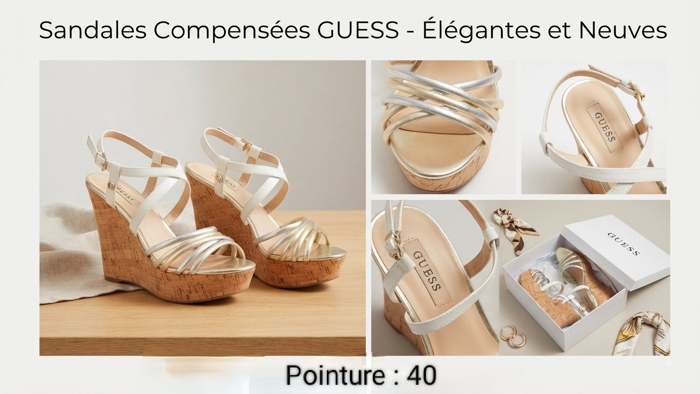 Sandales Compensées GUESS Originales – Pointure 40 (Avec Boîte)