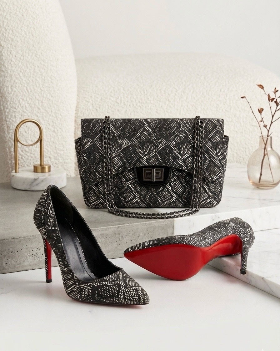 Escarpins  comme louboutin et sac a main 
