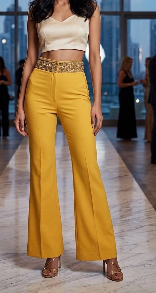 Pantalon jaune  taille haute