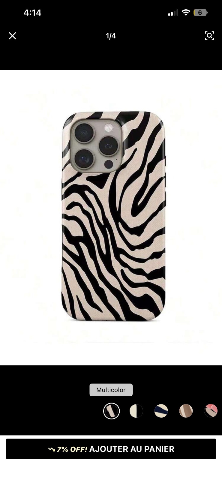 Cache telephone black and white zebra de iphone 16 pro max