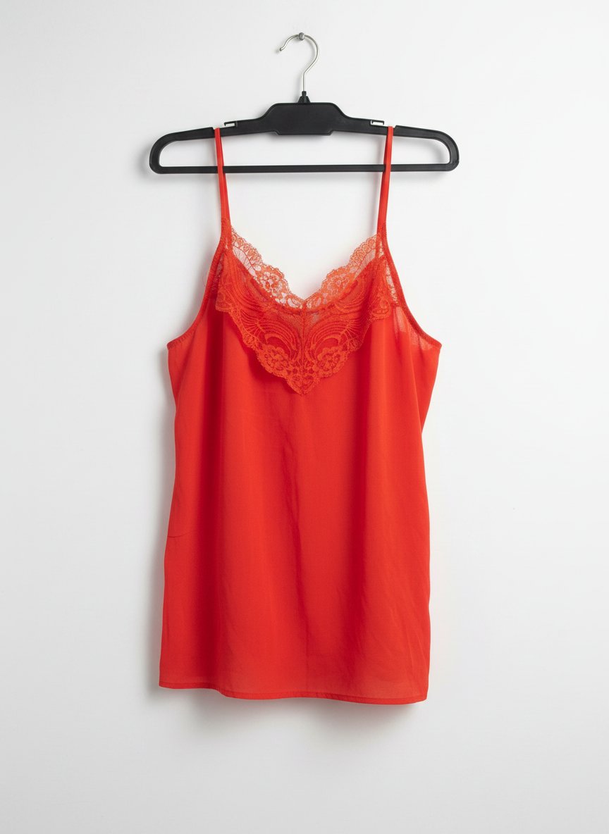 Top Caraco en Dentelle – Rouge Orangé (Taille 34)