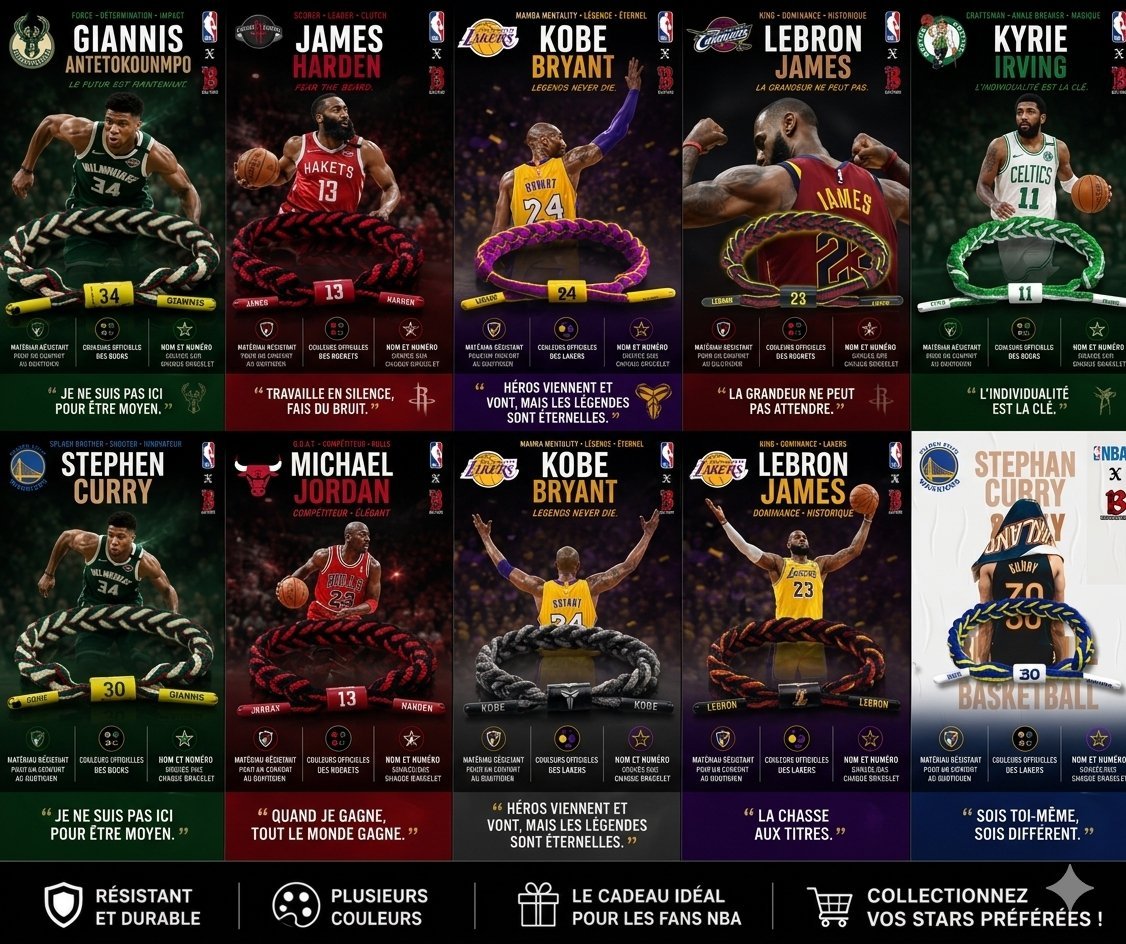 Bracelets NBA STARS 4 BRACELETS A 20DT