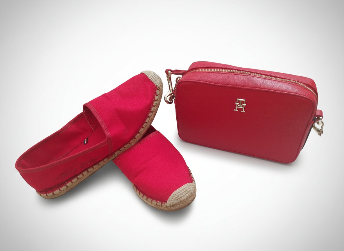 Sac bandoulière Tommy Hilfiger + espadrilles rouges pointure 39