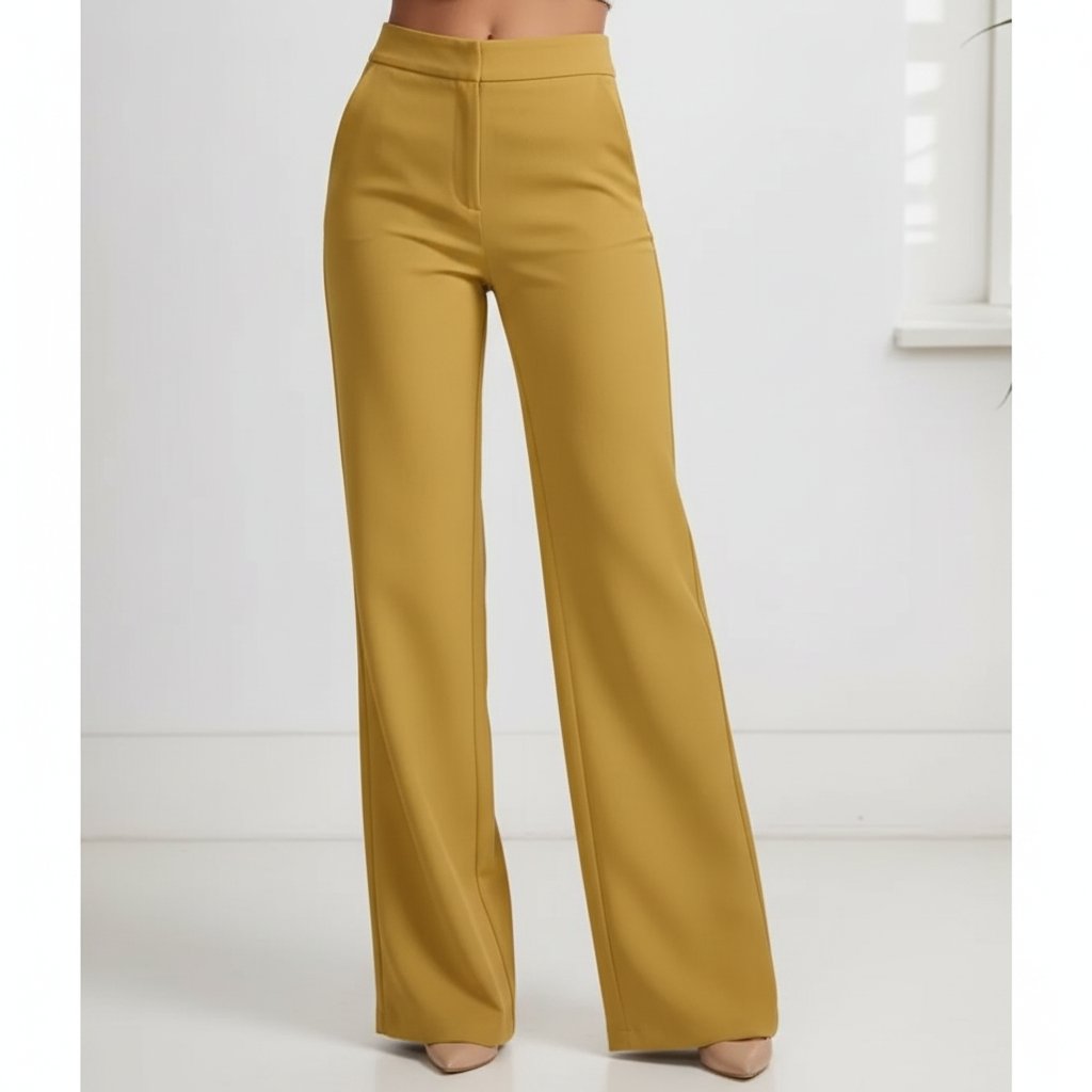 Pantalon taille haute jaune