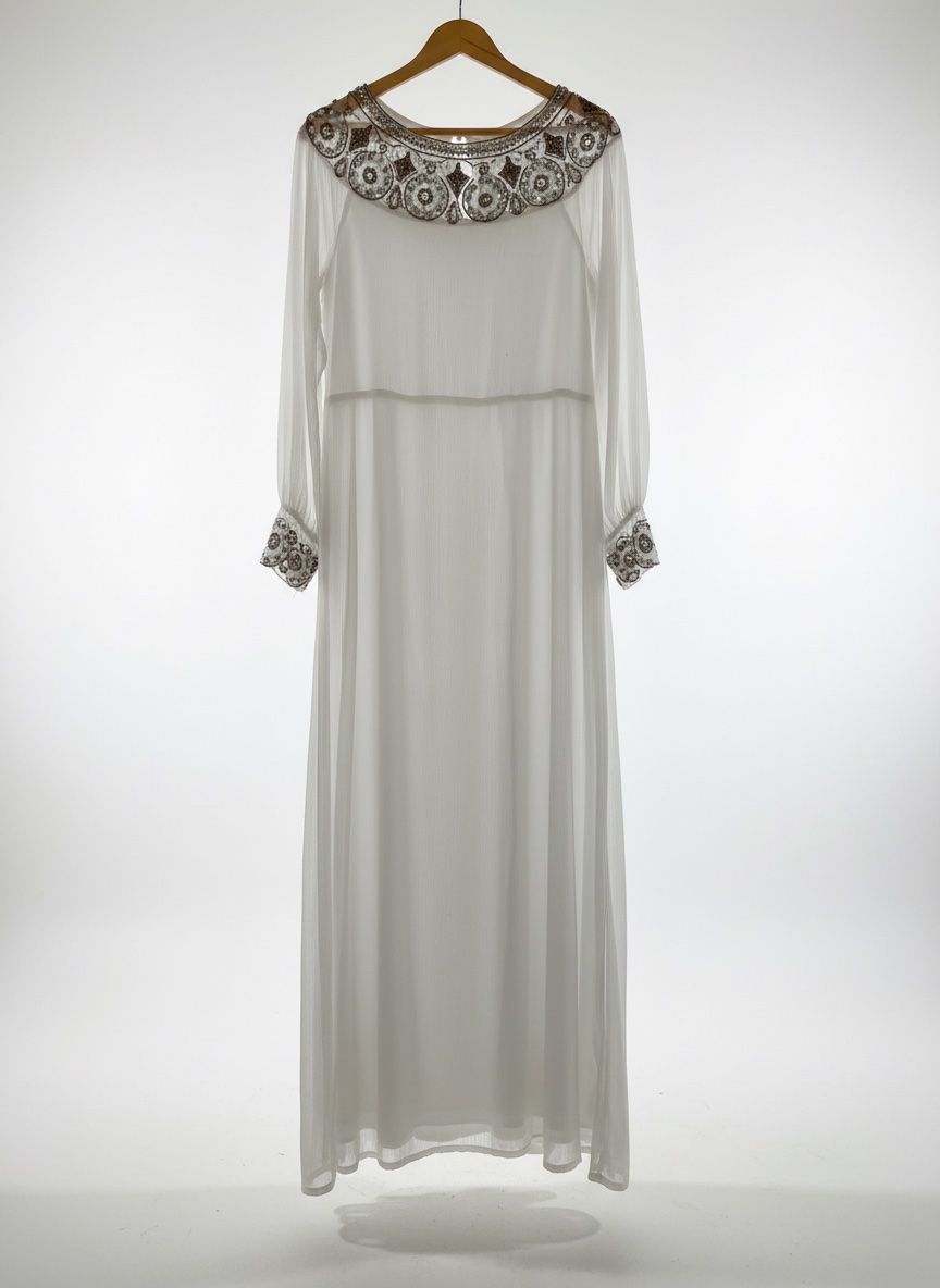 Robe de soirée blanche en mousseline de soie 