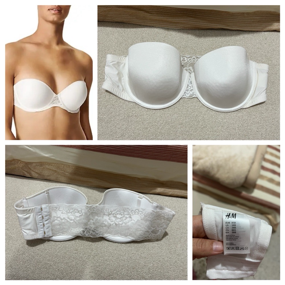 Soutien-gorge bandeau sans bretelles blanc neuf avec dos en dentelle adhésive