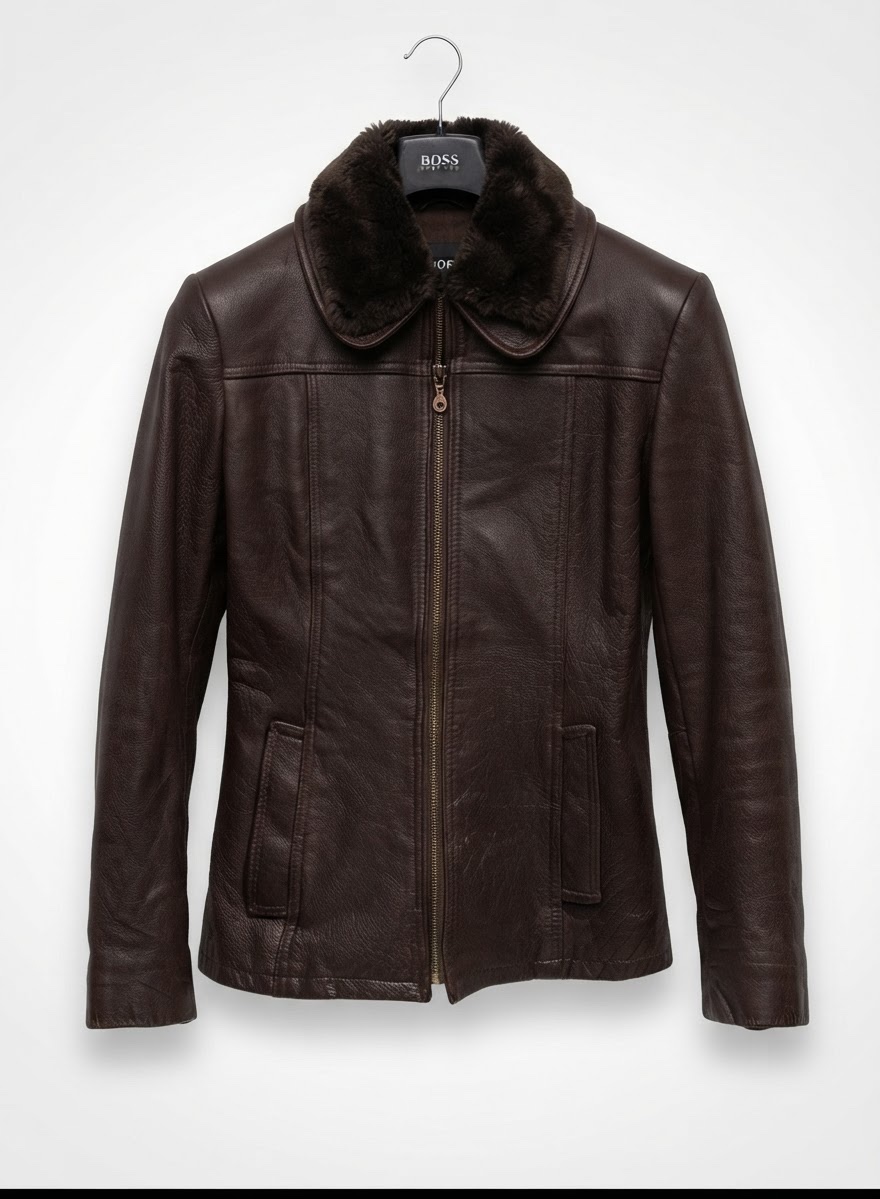 Veste cuir avec col demontable 