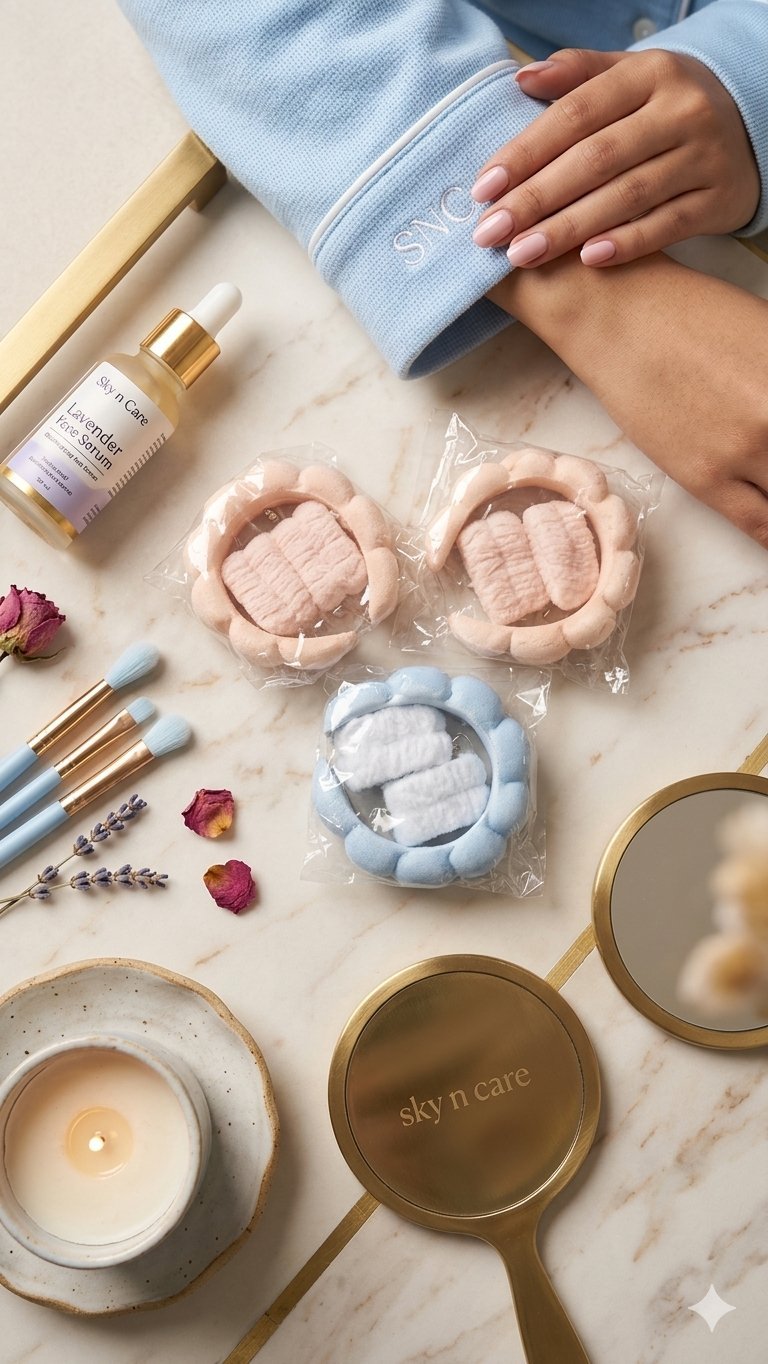 3  ​Packs Accessoires Skincare & Spa : 1 bleu + 2 rose