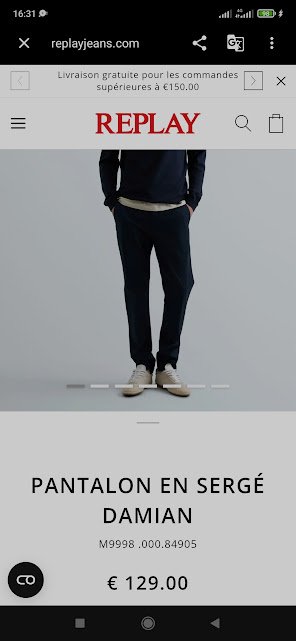 Pantalon chino Replay taille 32/34