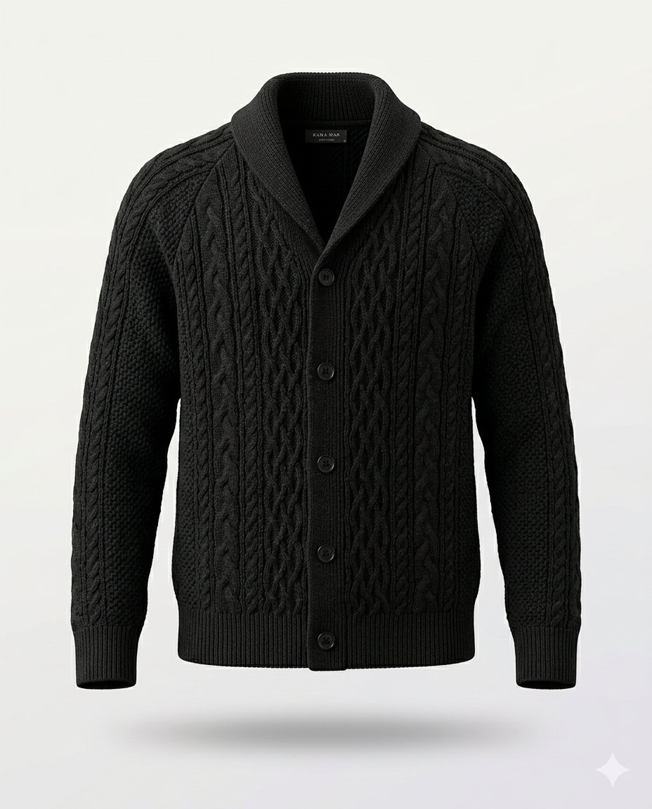 Gilet cardigan col châle en grosse maille torsadée pour homme