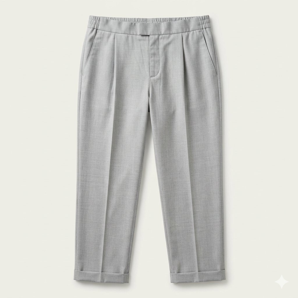 PULL&BEAR Pantalon Carotte Ajusté en Gris Chiné