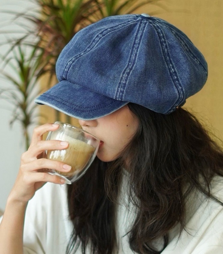 Casquette gavroche en denim bleu délavé💙