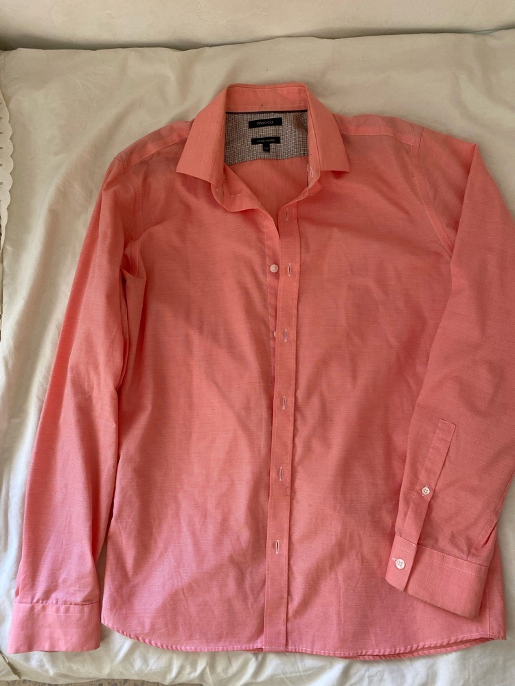 Chemise Rose Saumon/Corail Manches Longues Classique