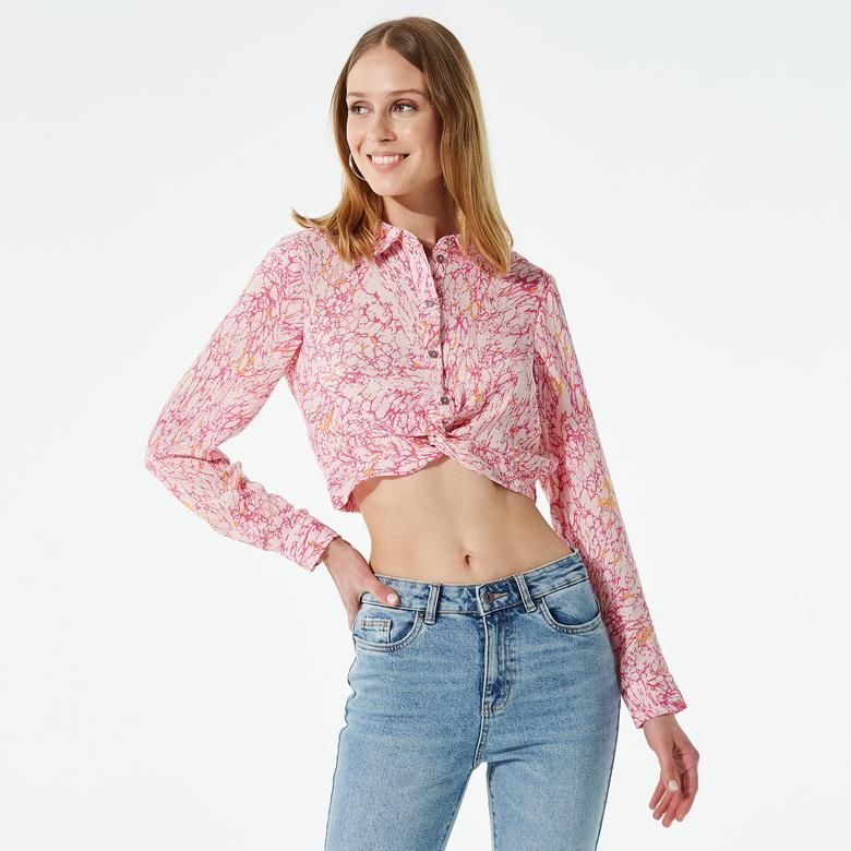 Vero Moda Macy Cropped Shirt, pink mlti