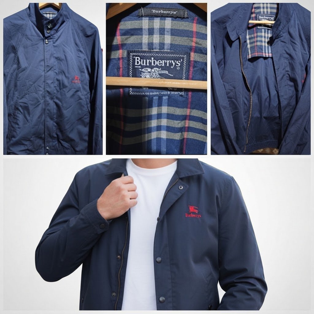 Veste bleue marine a logo rouge Burberry 