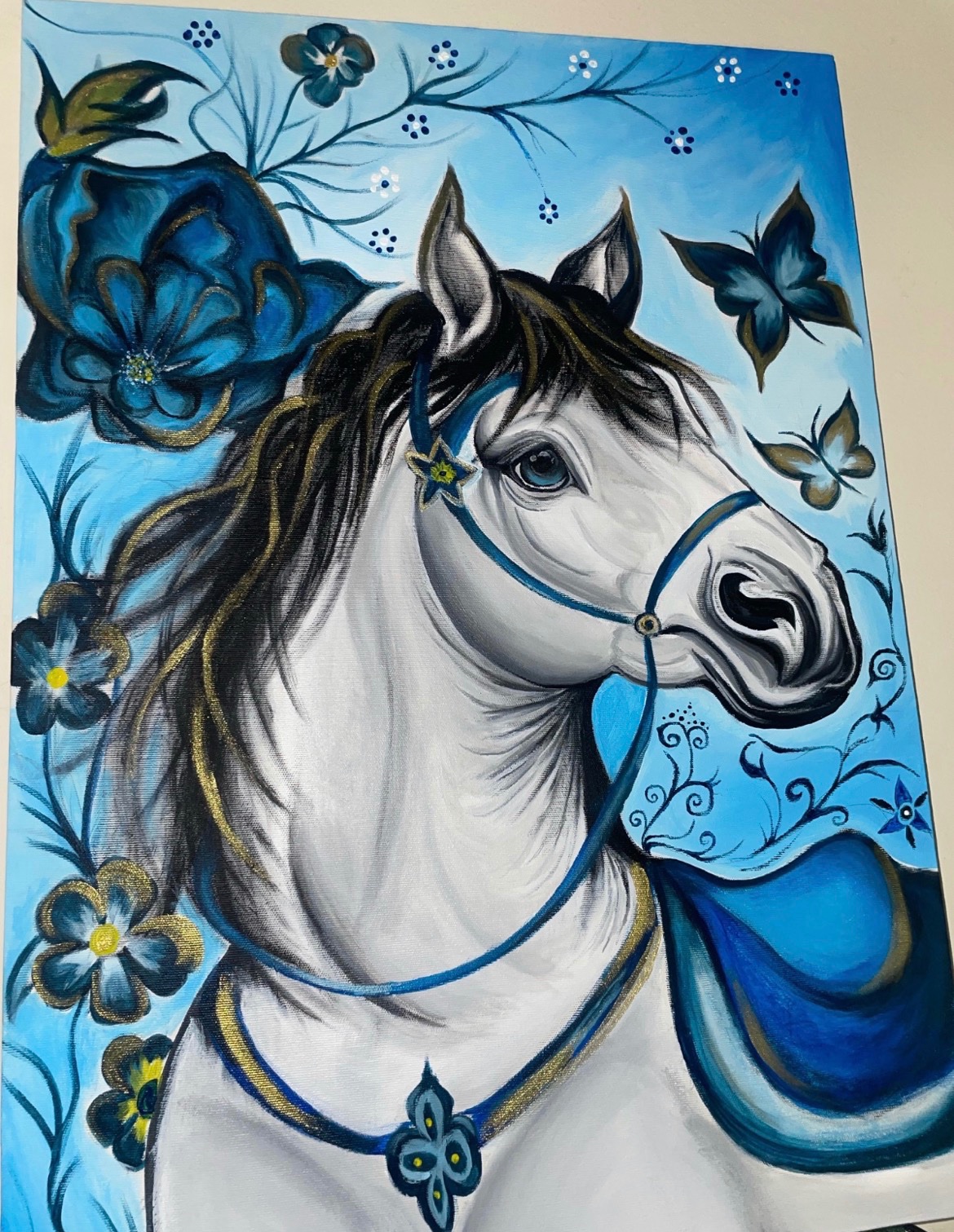 Tableau en acrylique Le cheval blanc 💙💙
