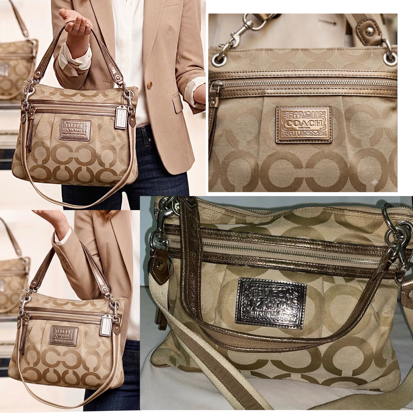 Sac  à double bandoulière monogramme authentique Ccoach .