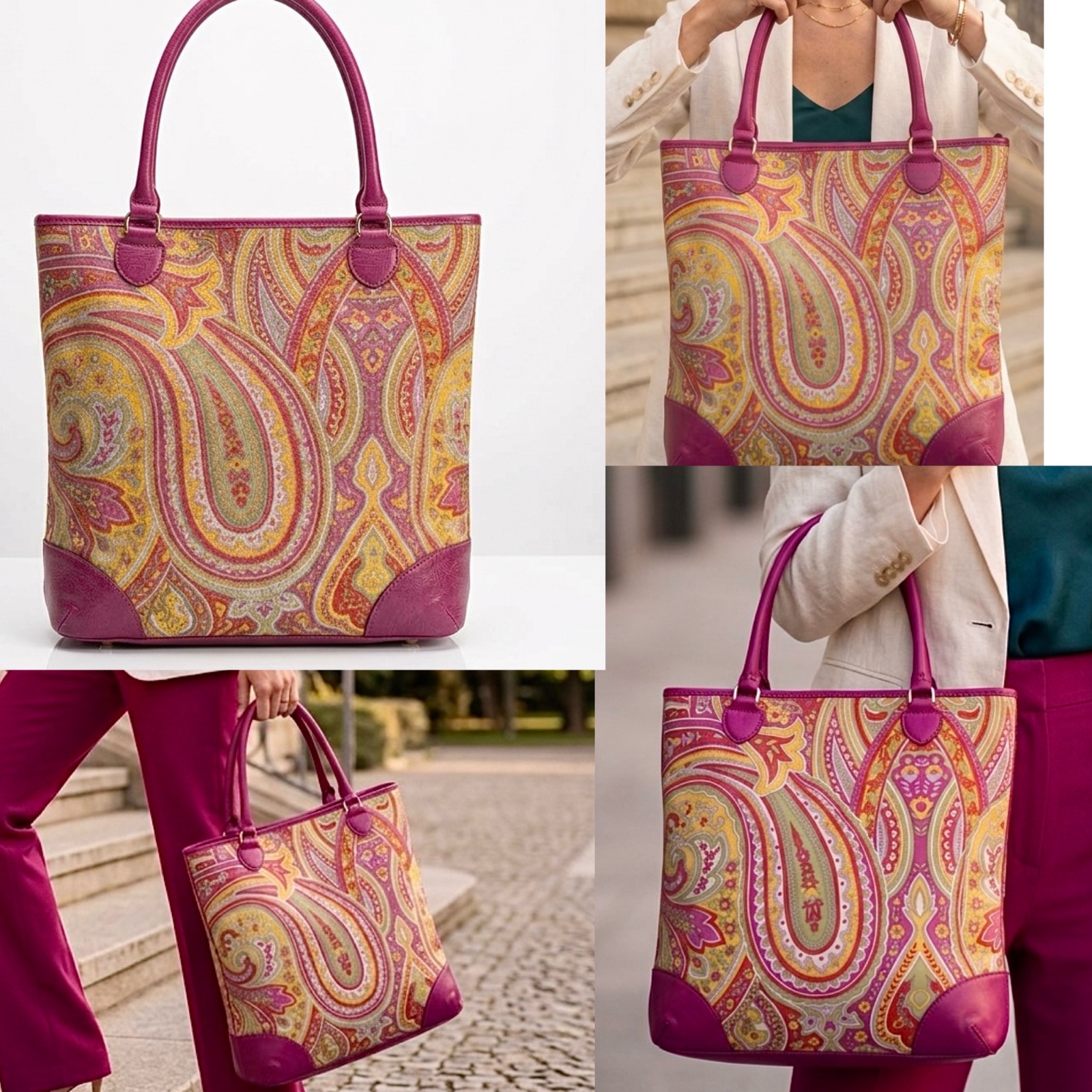 Sac à main Etro authentique à motifs cachemire .