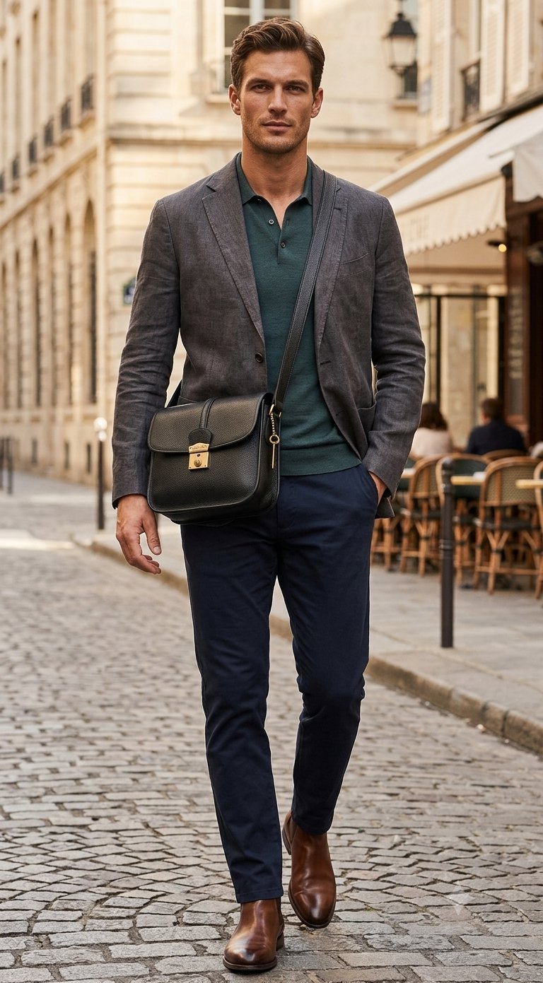 Saccoche vintage  en cuir véritable de Russel Nash
