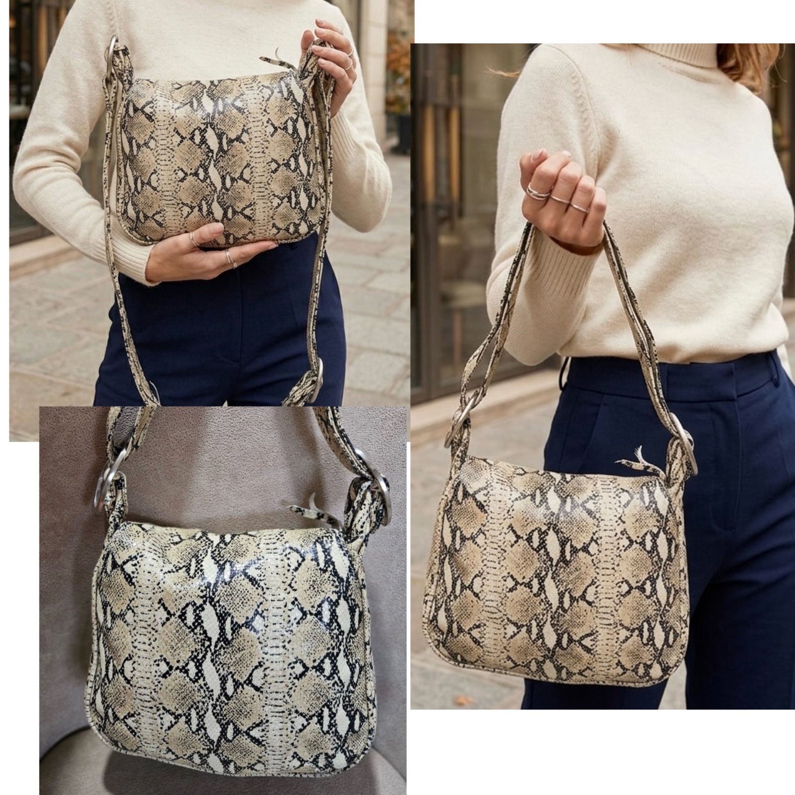 Sac à main cuir de serpent véritable 🐍Frensco Biassia🐍🐍🐍
