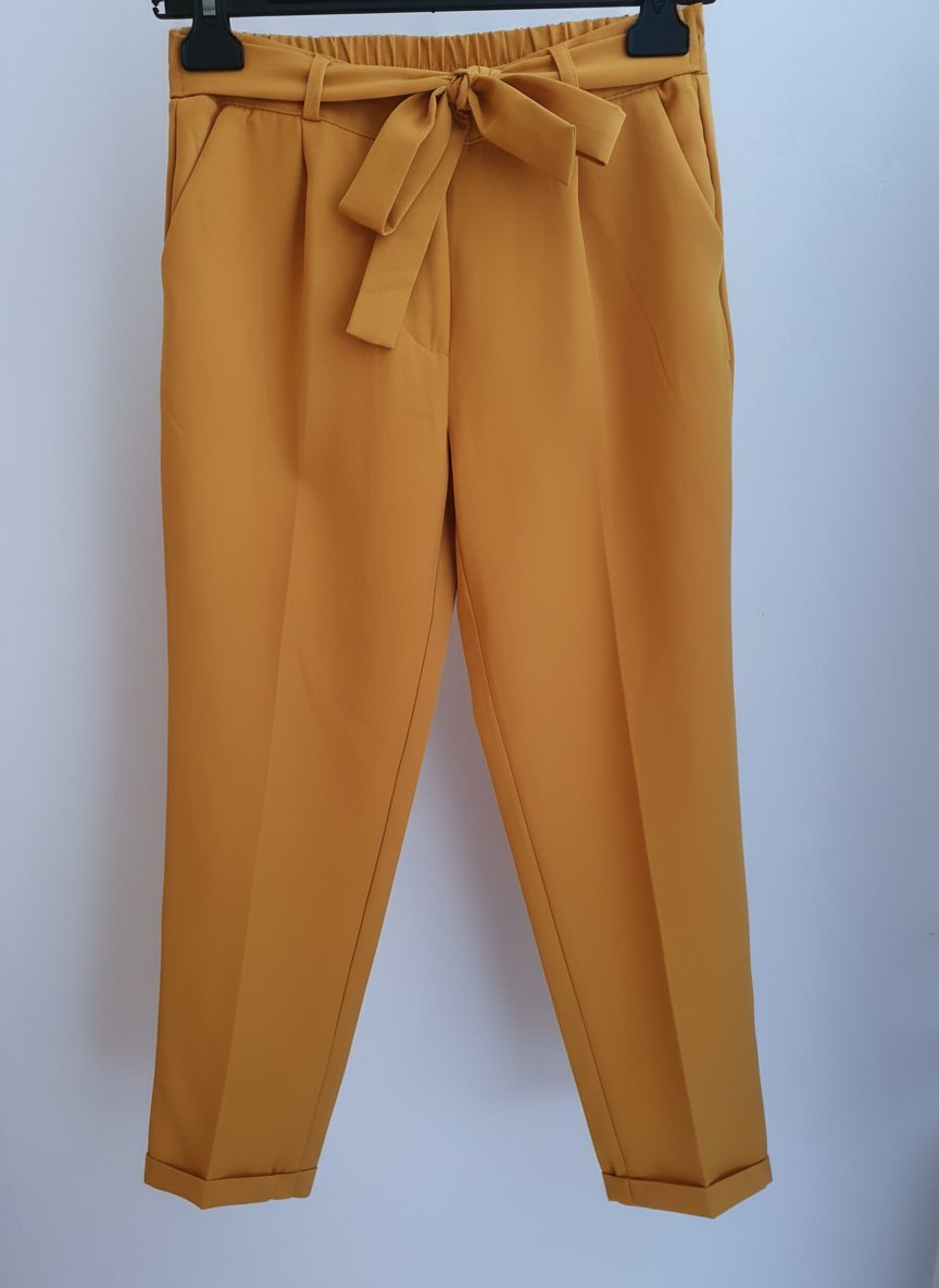 Pantalon coupe cheville, jaune 