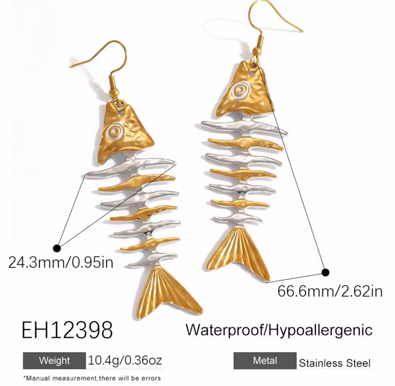 Boucle d’oreille squelette poisson 🐟  