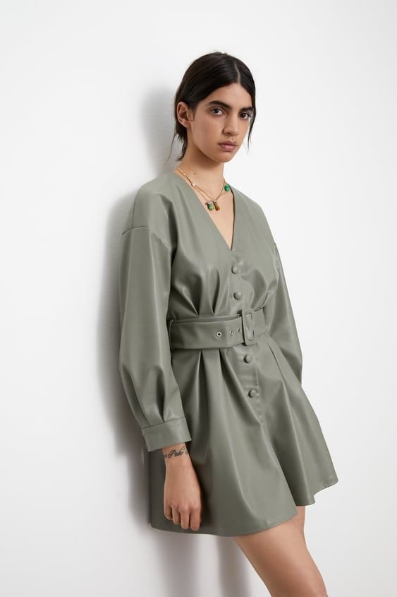 Robe Zara cuir vert.doux 