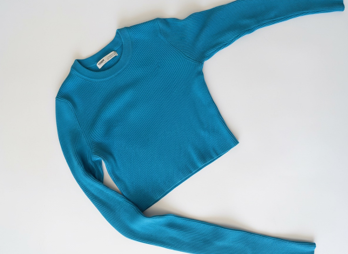Pull crop bleu côtelé💙