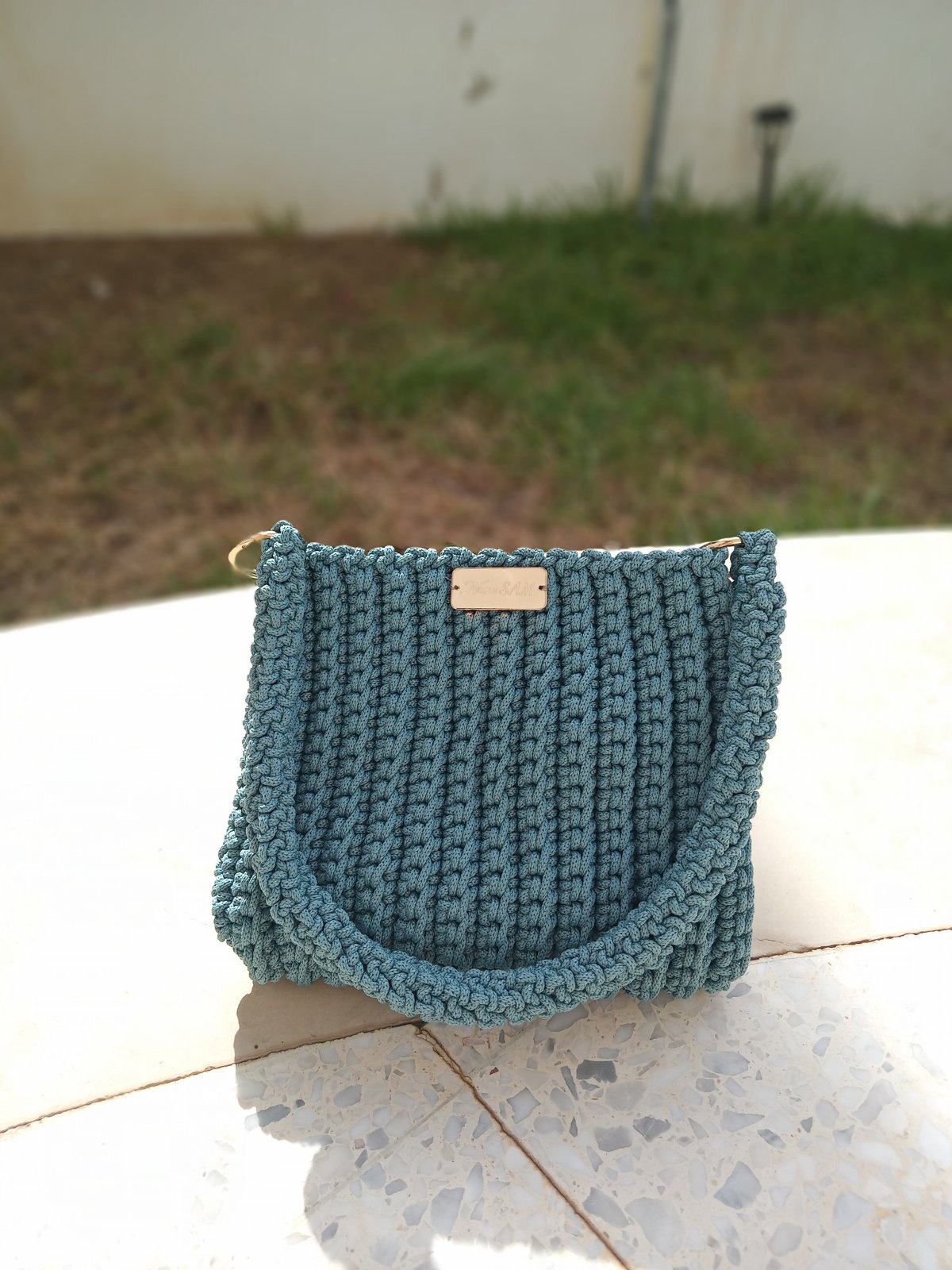 Sac bleu jeans en crochet 