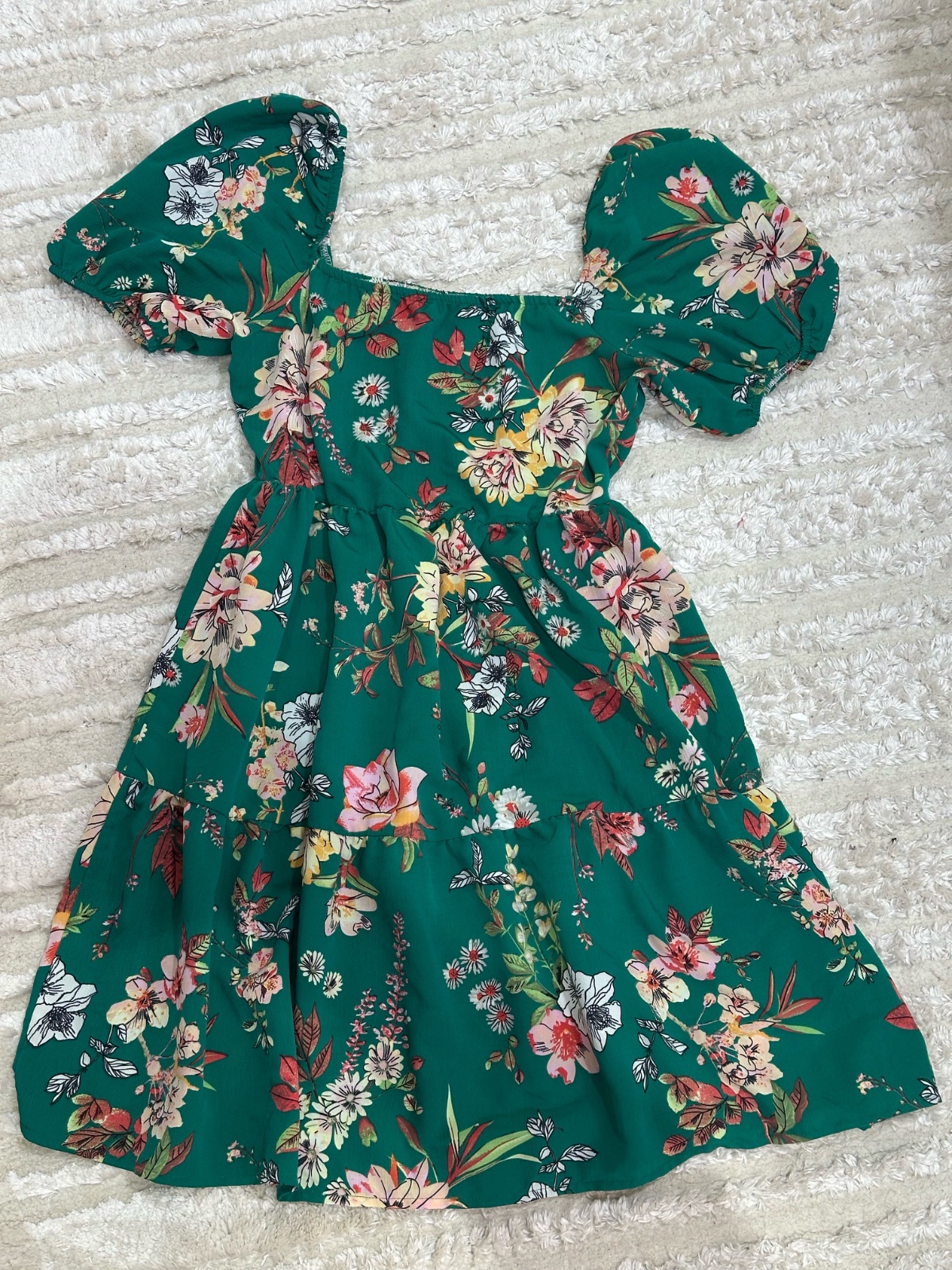 Robe fleurie couleur vert