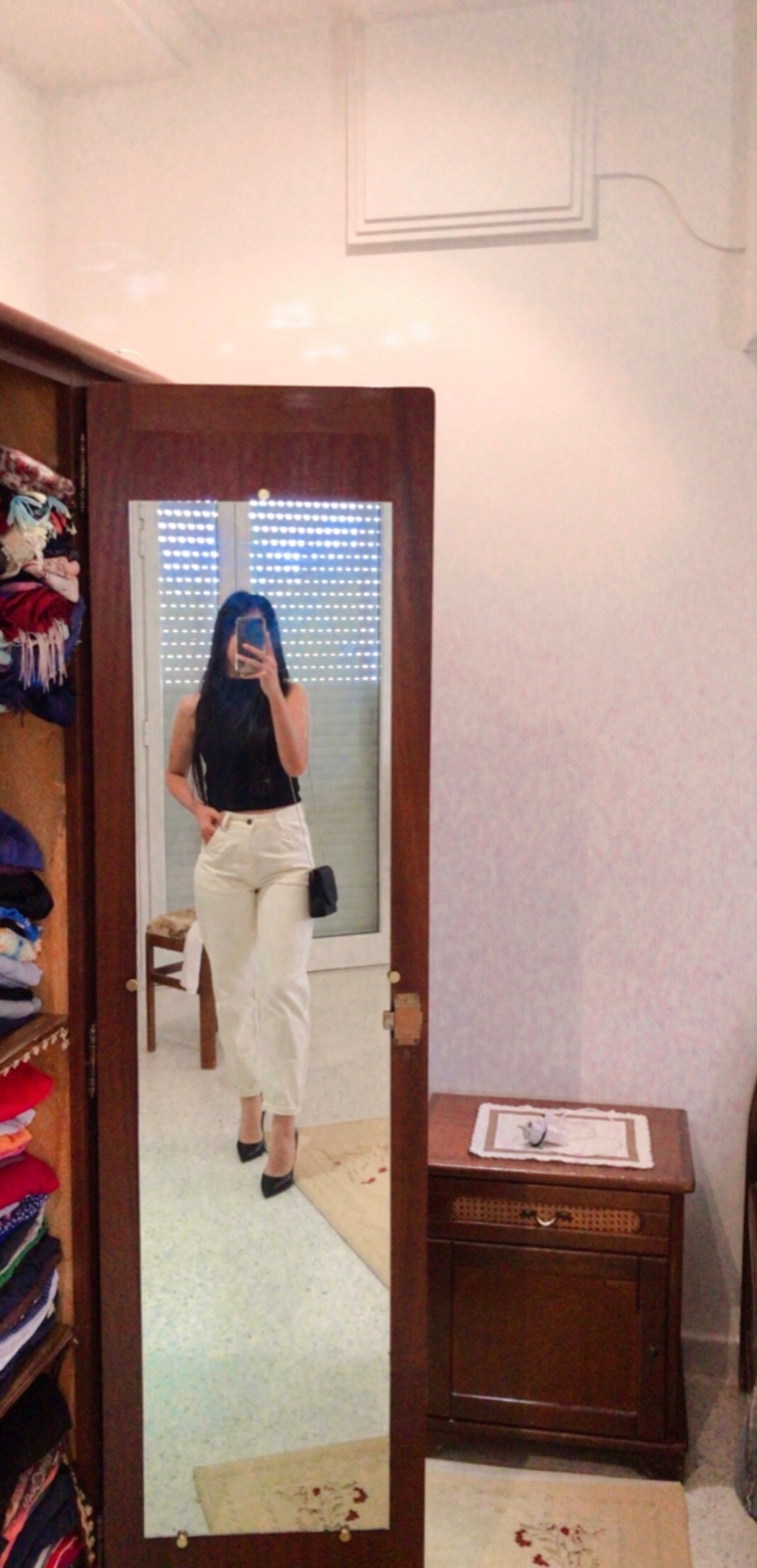 Pantalon blanc cassé coupe mom fit 