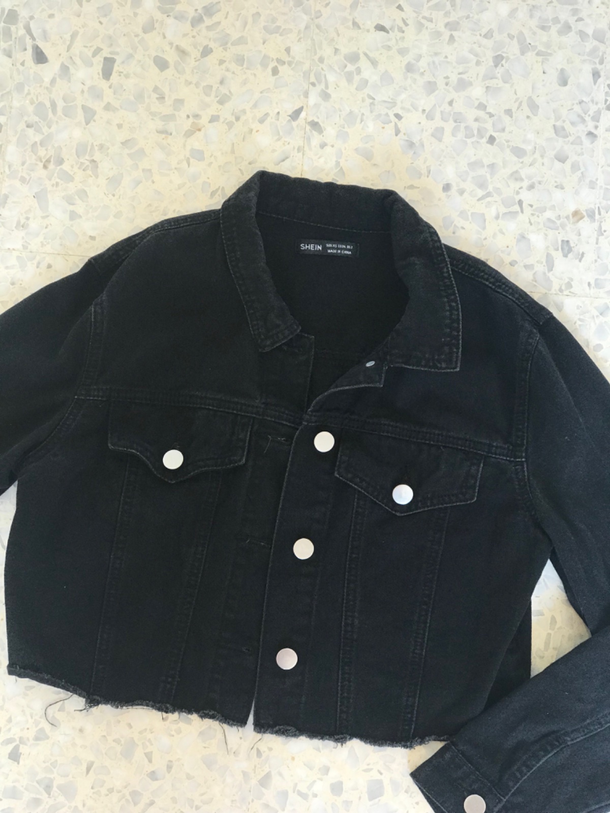 Veste jean courte gris charbon 