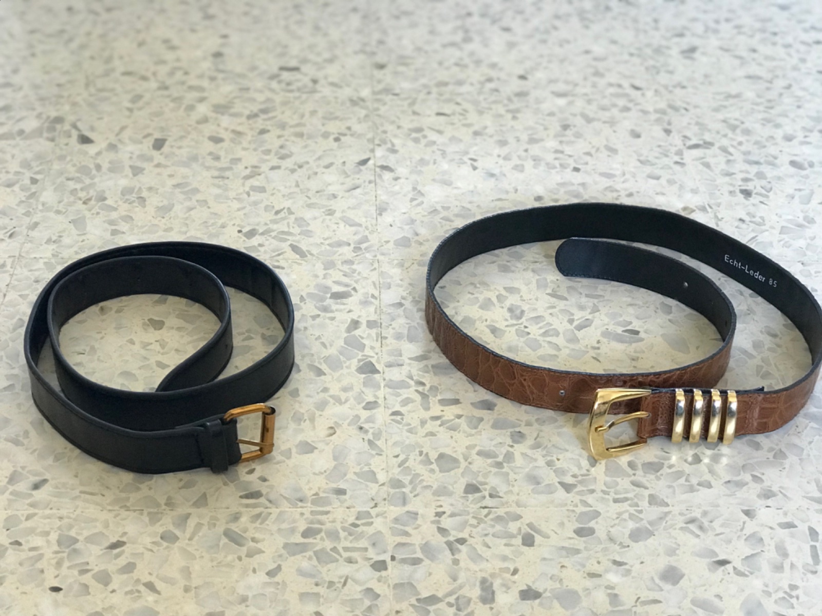 Ceinture noir+ceinture camel taille s/m