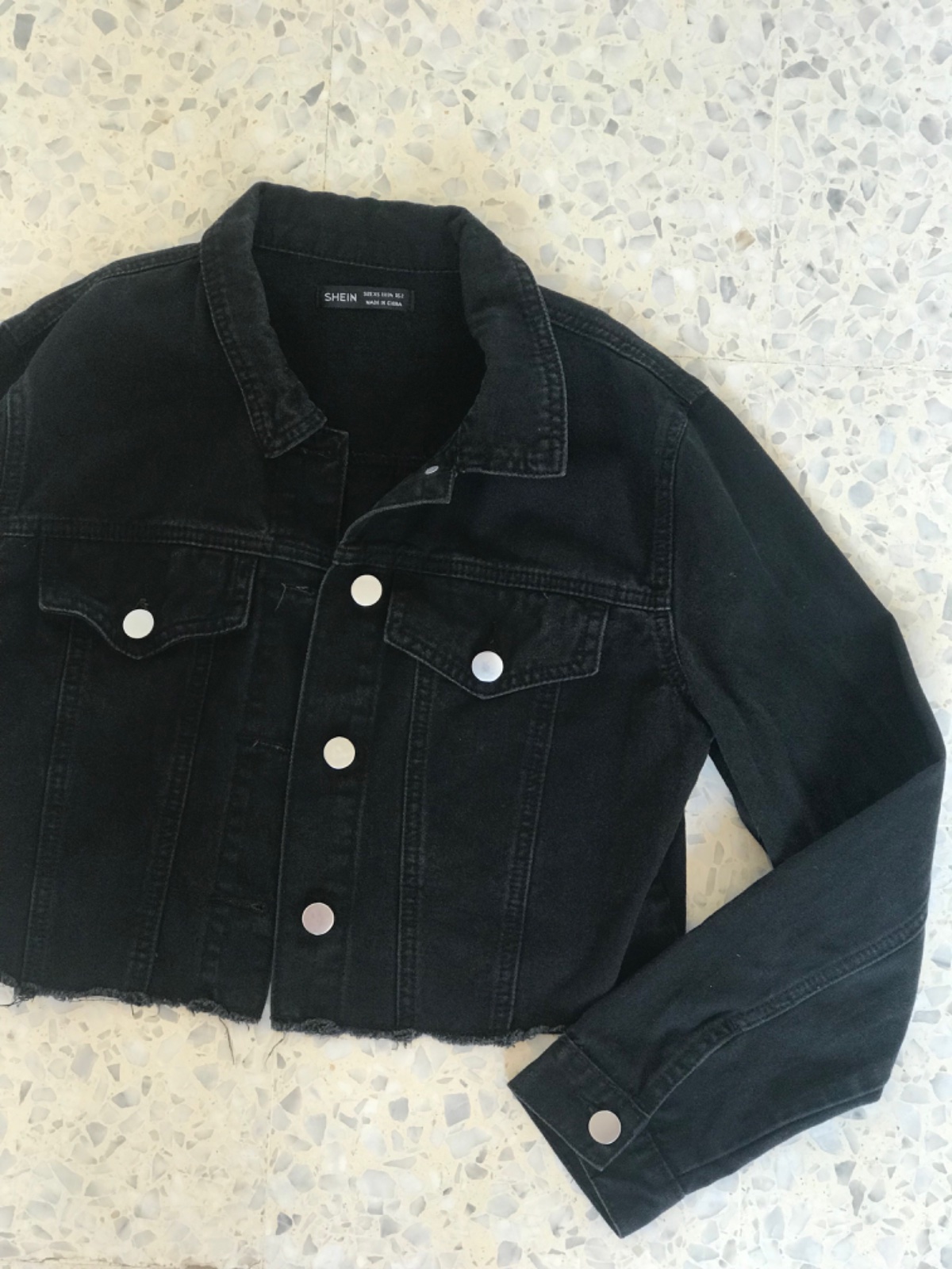 Veste jean gris charbon courte taille xs/s 