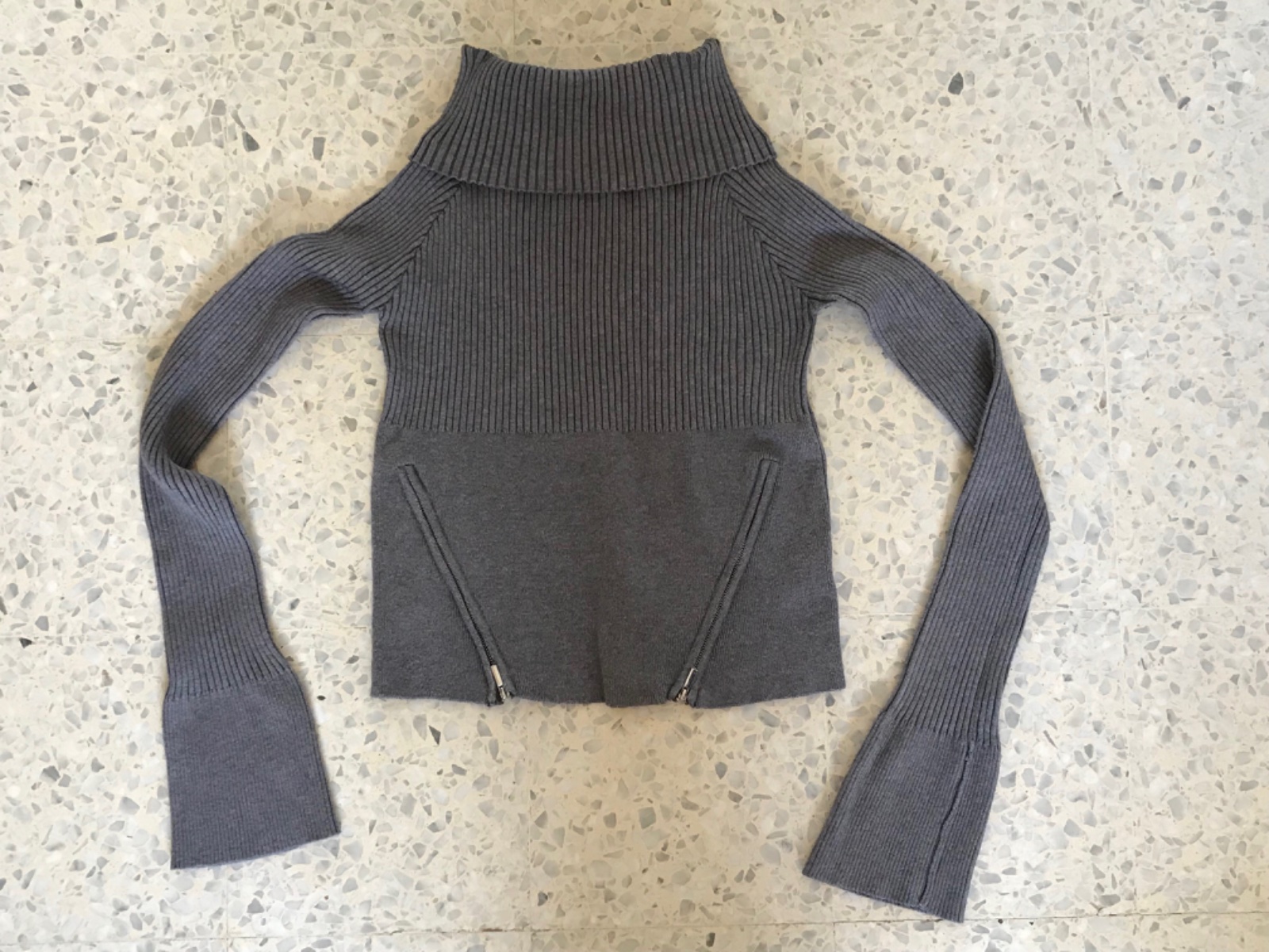 Pull gris coll bateau taille s/m 