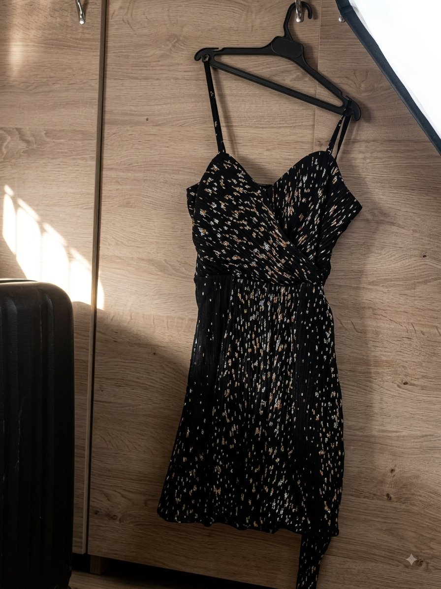 Robe mini noir dorée 