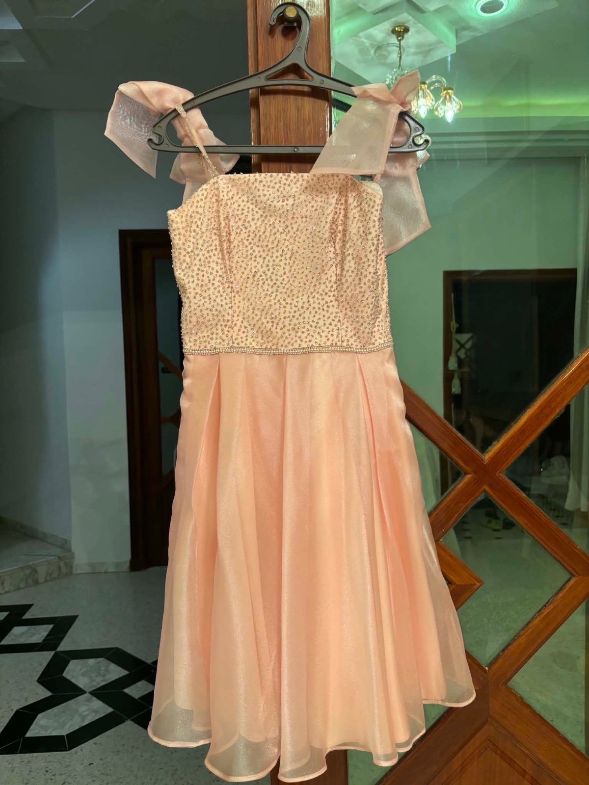 Robe de soirée rose poudré 