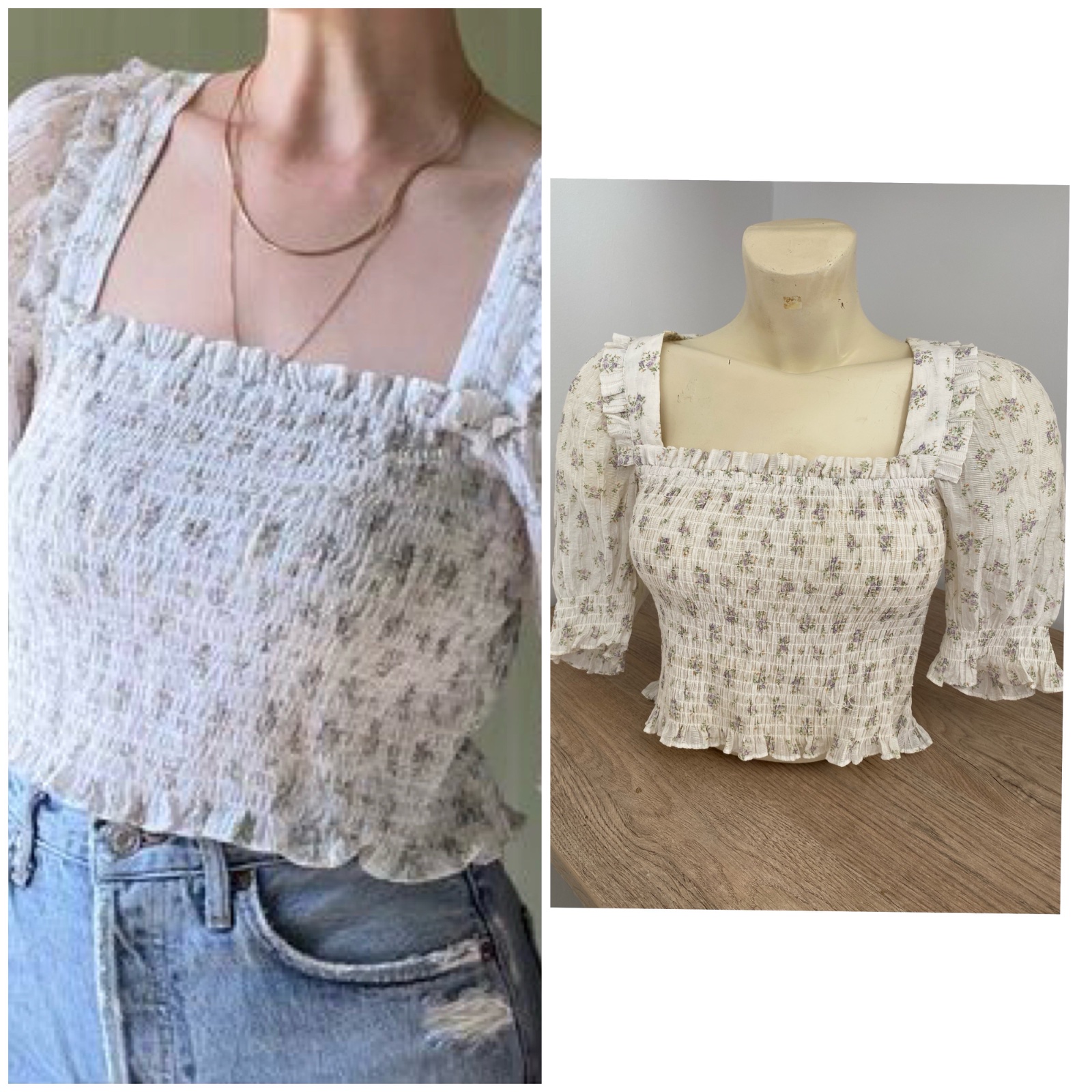 Haut fleuri blanc