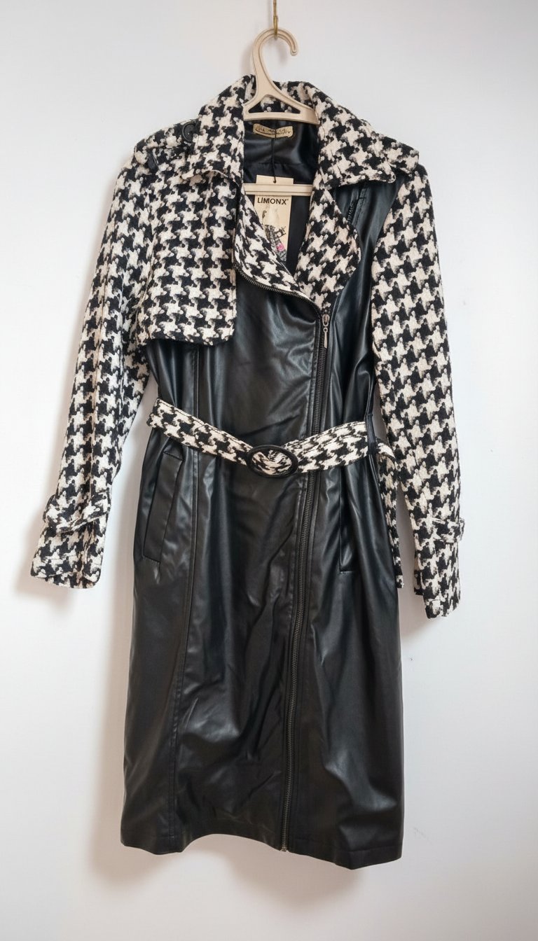 Manteau long bi-matière