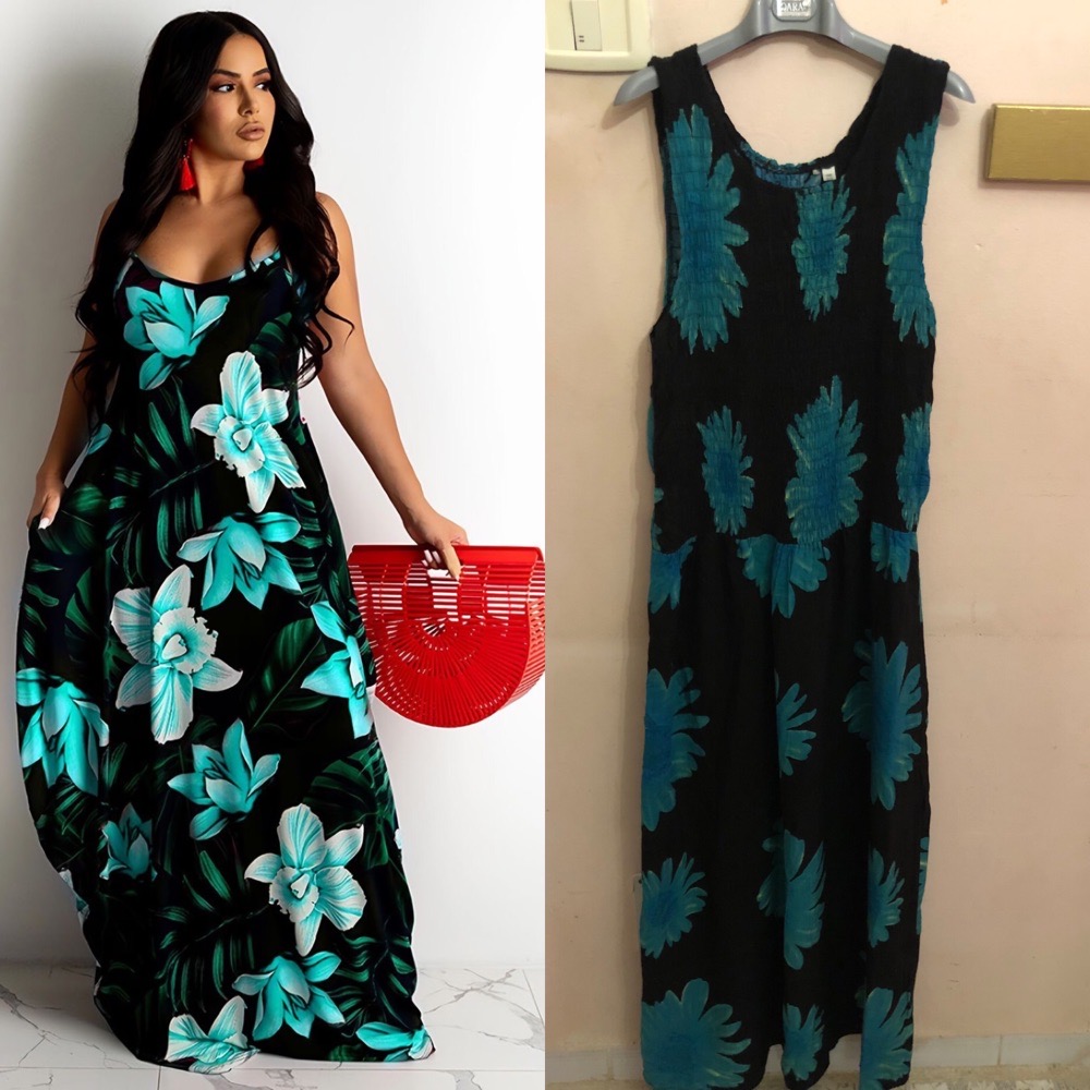robe noir fleurie 