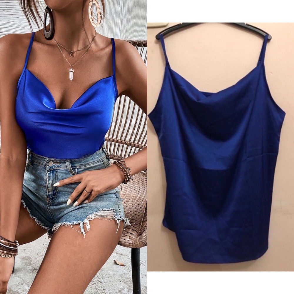 chemise bleu satin