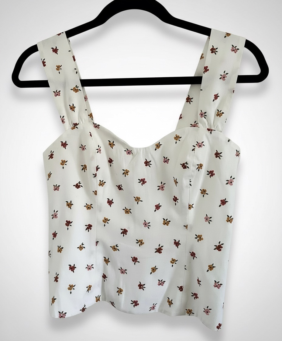 Topp blanc fleuri 