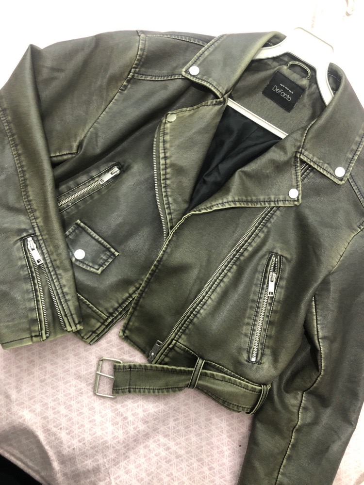 Vestes cuir couleur verre olive 